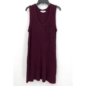 RE/DONE Women's Sweater Tunic Small Burgundy Ribbed Knit Scoop Neck Pullover NWT
